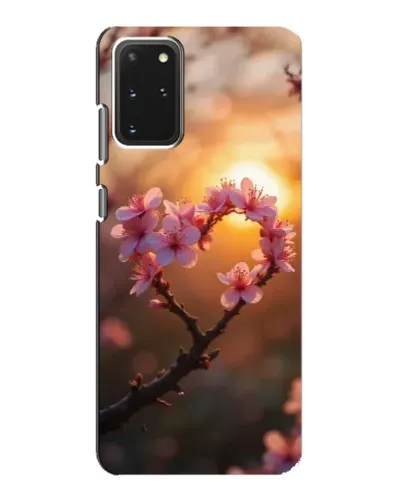 Чехол для Samsung Galaxy S20 с картинкой «Розовый цвет сердце на фоне заката»