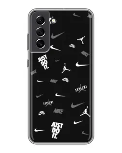 Чохол для Samsung Galaxy S21 FE з картинкою «Nike Black Pattern»