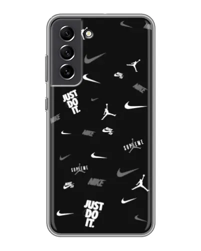 Чехол для Samsung Galaxy S21 FE с картинкой «Nike Black Pattern» Чехол для Samsung Galaxy S21 FE с картинкой «Nike Black Pattern»