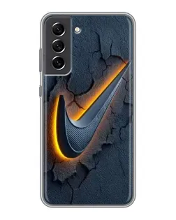 Чохол для Samsung Galaxy S21 FE з картинкою «Об'ємний логотип Найк»