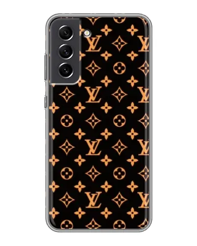 Чехол для Samsung Galaxy S21 FE с картинкой «Золотая монограмма LV» Чехол для Samsung Galaxy S21 FE с картинкой «Золотая монограмма LV»