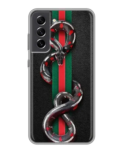 Чехол для Samsung Galaxy S21 FE с картинкой «Gucci — змея на полосе» Чехол для Samsung Galaxy S21 FE с картинкой «Gucci — змея на полосе»