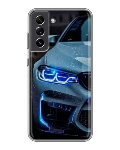 Чехол для Samsung Galaxy S21 FE с картинкой «Взгляд BMW с синими фарами»