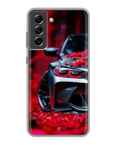 Чехол для Samsung Galaxy S21 FE с картинкой «Спортивная BMW и цветы»