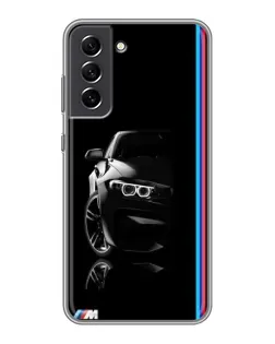 Чехол для Samsung Galaxy S21 FE с картинкой «Силуэт BMW в темноте»