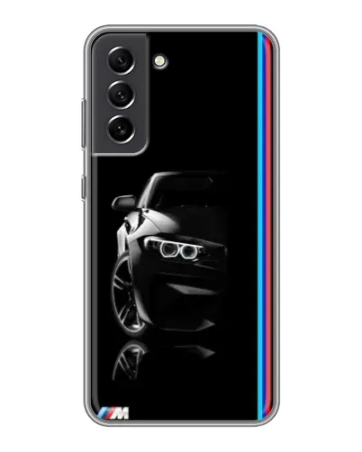 Чехол для Samsung Galaxy S21 FE с картинкой «Силуэт BMW в темноте»