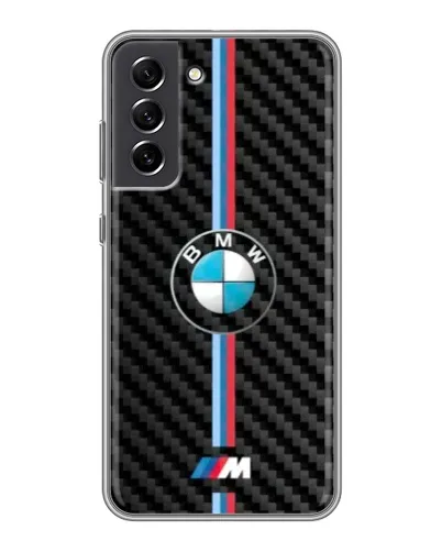 Чехол для Samsung Galaxy S21 FE с картинкой «Эмблема BMW и карбон»
