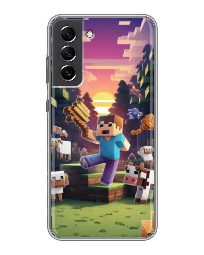 Чехол для Samsung Galaxy S21 FE с картинкой «Стив на ферме»