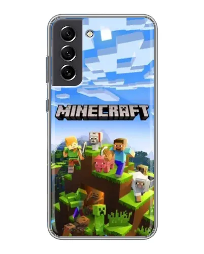 Чехол для Samsung Galaxy S21 FE с картинкой «Minecraft классический мир»