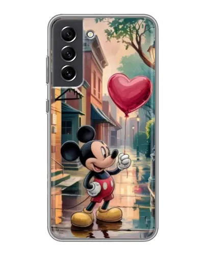 Чехол для Samsung Galaxy S21 FE с картинкой «Микки и шарик-сердце»