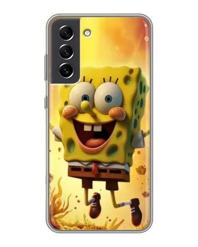 Чехол для Samsung Galaxy S21 FE с картинкой «Губка Боб прыгает»