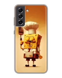 Чехол для Samsung Galaxy S21 FE с картинкой «Губка Боб повар»