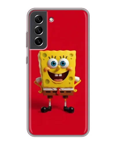 Чехол для Samsung Galaxy S21 FE с картинкой «Спанч Боб на красном»