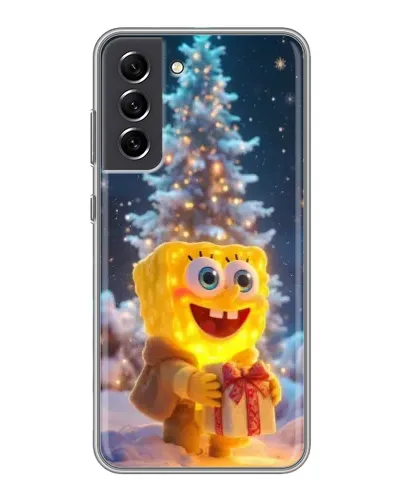 Чехол для Samsung Galaxy S21 FE с картинкой «Рождественский Спанч Боб»