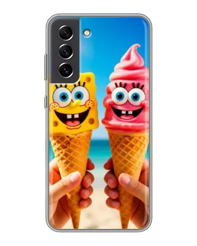 Чехол для Samsung Galaxy S21 FE с картинкой «Спанч Боб мороженое»