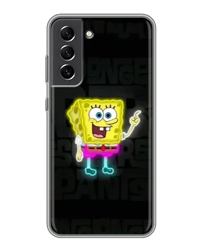 Чехол для Samsung Galaxy S21 FE с картинкой «Неоновый Губка Боб»