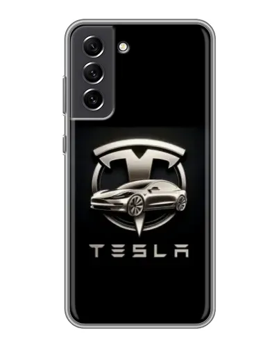 Чехол для Samsung Galaxy S21 FE с картинкой «Tesla — серебристое авто» Чехол для Samsung Galaxy S21 FE с картинкой «Tesla — серебристое авто»
