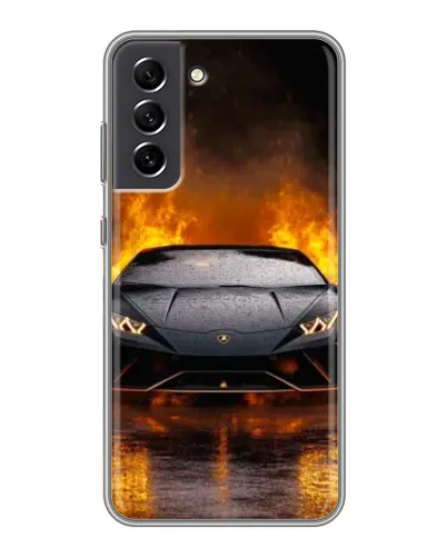Чехол для Samsung Galaxy S21 FE с картинкой «Lamborghini в огне»