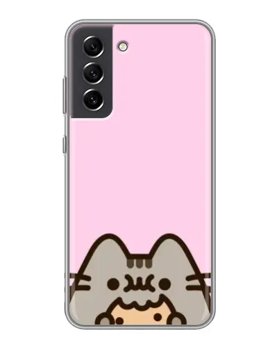 Чехол для Samsung Galaxy S21 FE с картинкой «Pusheen и печенье»