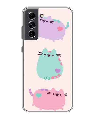 Чехол для Samsung Galaxy S21 FE с картинкой «Pusheen трио»