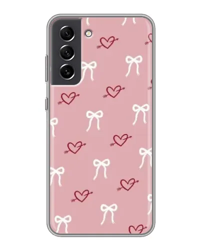 Чехол для Samsung Galaxy S21 FE с картинкой «Сердца и банты»