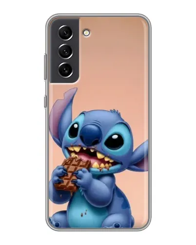 Чехол для Samsung Galaxy S21 FE с картинкой «Стич ест шоколад»