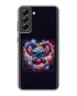 Чохол для Samsung Galaxy S21 FE з картинкою «Stitch у квітах»