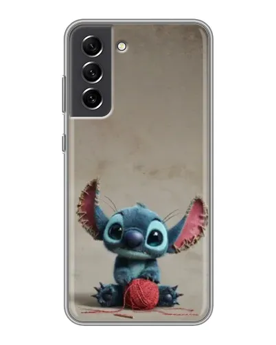 Чехол для Samsung Galaxy S21 FE с картинкой «Стич на коричневом фоне»