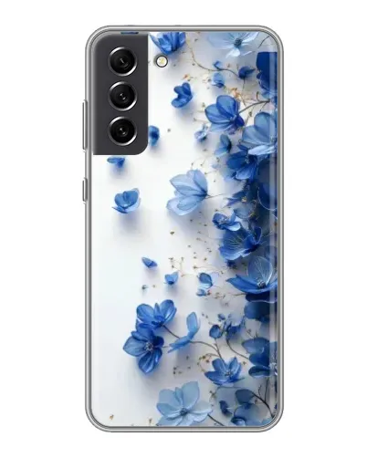 Чехол для Samsung Galaxy S21 FE с картинкой «Голубой цветочный каскад»