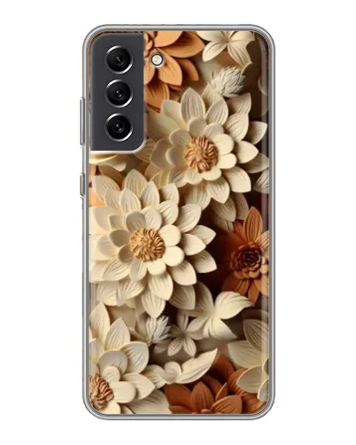 Чехол для Samsung Galaxy S21 FE с картинкой «Бежевый флористический декор»