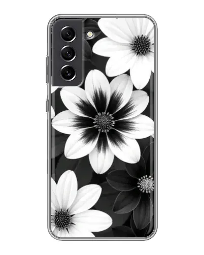 Чехол для Samsung Galaxy S21 FE с картинкой «Монохромные астры»