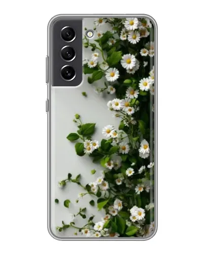 Чехол для Samsung Galaxy S21 FE с картинкой «Ветка мелких белых цветов»