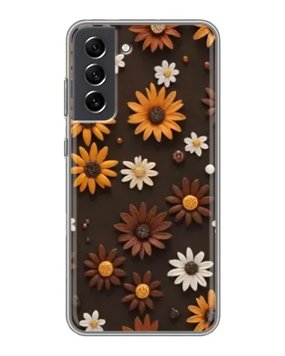 Чехол для Samsung Galaxy S21 FE с картинкой «Узор из маленьких подсолнухов»