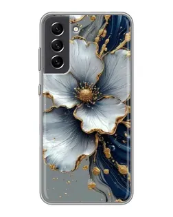 Чохол для Samsung Galaxy S21 FE з картинкою «Біла квітка та золотий флюїд» Чохол для Samsung Galaxy S21 FE з картинкою «Біла квітка та золотий флюїд»