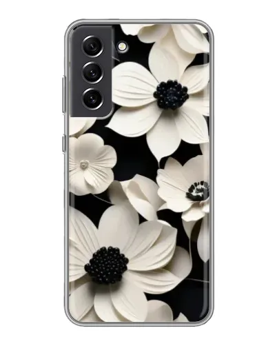 Чехол для Samsung Galaxy S21 FE с картинкой «Объемные белые цветы»