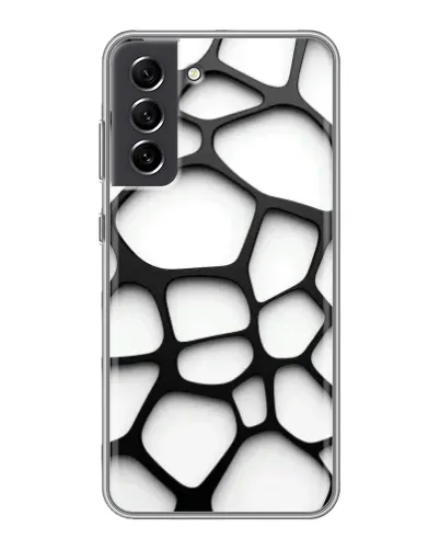 Чехол для Samsung Galaxy S21 FE с картинкой «Белая объемная сетка»
