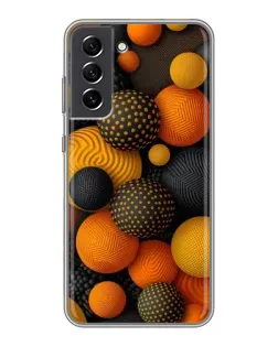 Чехол для Samsung Galaxy S21 FE с картинкой «Объемные оранжевые сферы»
