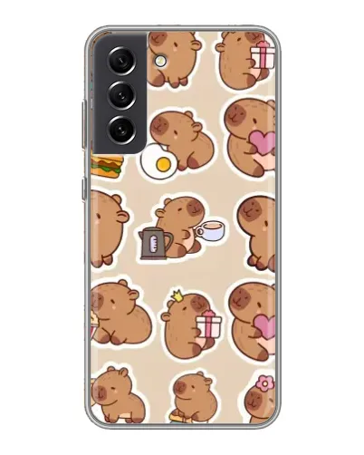 Чехол для Samsung Galaxy S21 FE с картинкой «Капибары паттерн» Чехол для Samsung Galaxy S21 FE с картинкой «Капибары паттерн»