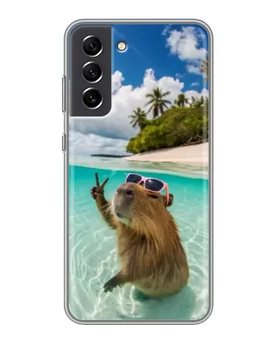 Чехол для Samsung Galaxy S21 FE с картинкой «Капибара на море» Чехол для Samsung Galaxy S21 FE с картинкой «Капибара на море»