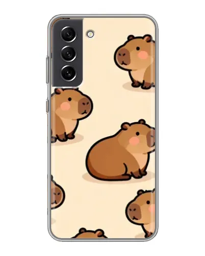Чехол для Samsung Galaxy S21 FE с картинкой «Паттерн милых капибар» Чехол для Samsung Galaxy S21 FE с картинкой «Паттерн милых капибар»