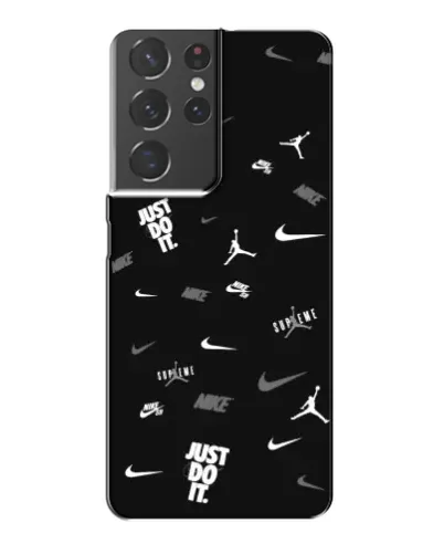 Чехол для Samsung Galaxy S21 Plus с картинкой «Nike Black Pattern»