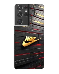 Чехол для Samsung Galaxy S21 Plus с картинкой «Золотой Nike на металле»