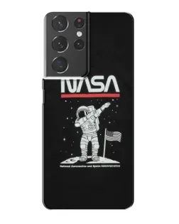 Чехол для Samsung Galaxy S21 Plus с картинкой «NASA — шагаем по Луне»