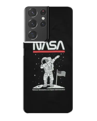 Чехол для Samsung Galaxy S21 Plus с картинкой «NASA — шагаем по Луне»