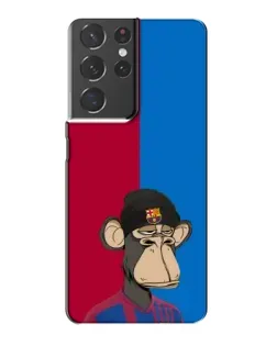 Чехол для Samsung Galaxy S21 Plus с картинкой «Bored Ape — фанат Барсы» Чехол для Samsung Galaxy S21 Plus с картинкой «Bored Ape — фанат Барсы»