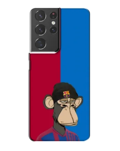 Чехол для Samsung Galaxy S21 Plus с картинкой «Bored Ape — фанат Барсы» Чехол для Samsung Galaxy S21 Plus с картинкой «Bored Ape — фанат Барсы»