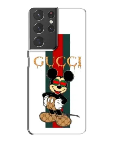 Чехол для Samsung Galaxy S21 Plus с картинкой «Микки Маус Gucci — полосы»