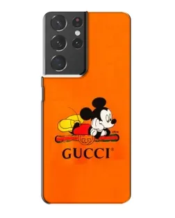 Чехол для Samsung Galaxy S21 Plus с картинкой «Микки Маус Gucci — оранж»