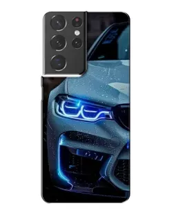 Чехол для Samsung Galaxy S21 Plus с картинкой «Взгляд BMW с синими фарами»