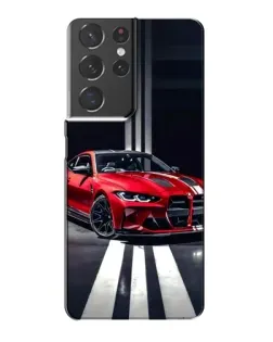 Чехол для Samsung Galaxy S21 Plus с картинкой «Красная BMW на дороге»